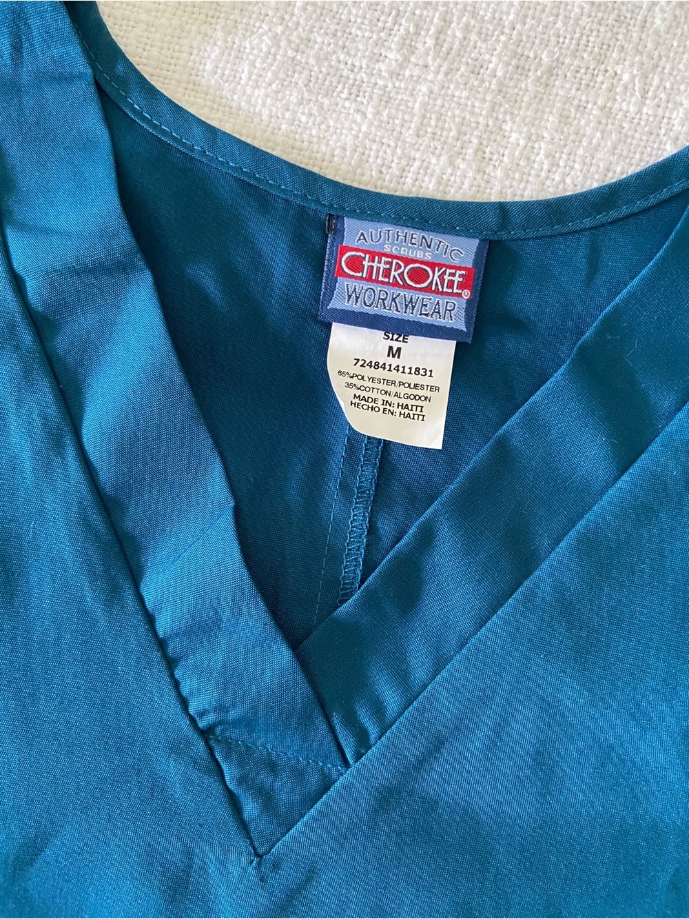 NWT Cherokee Workwear Teal V-Neck Scrub Top Medium - Picture 2 of 10